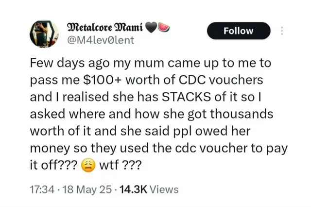Aunty's "Crypto"? Singapore Redditors Stunned as CDC Vouchers Surface as Debt Payment